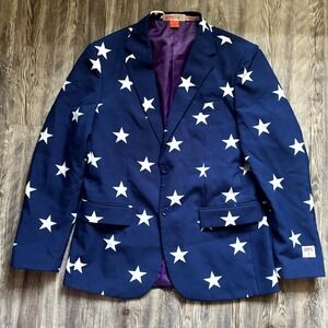 ⭐ OppoSuits Men's USA Stars Blazer Jacket Patriotic Navy with White Stars